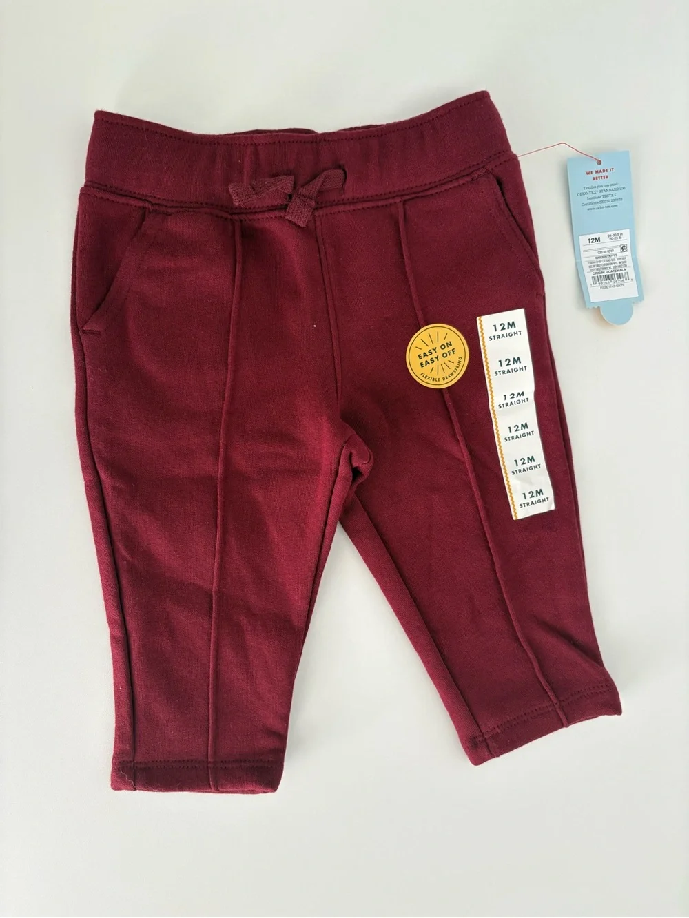 Cat & Jack Beige Checkerboard Tee with Coral Icons and Burgundy Leggings Set 18M
